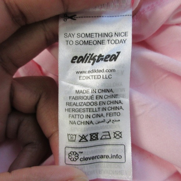 Edikted Long Sleeve Cropped Top Women S Pink Rayon Fitted Y2K Preppy Chic 190 - Picture 8 of 10